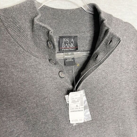 Jos A Bank Signature Collection Men’s XL 100% Pima Cotton Sweater Gray Pullover - Picture 2 of 6